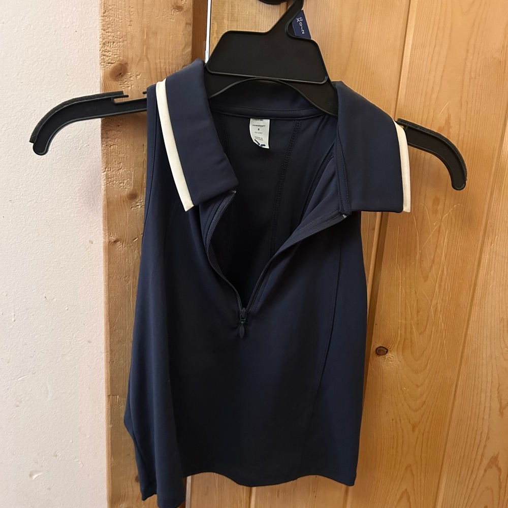 Old Navy Navy Blue Sleeveless Blouse with White Trim